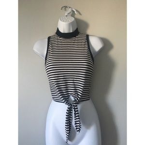 Charlotte Russe • Striped tie front top